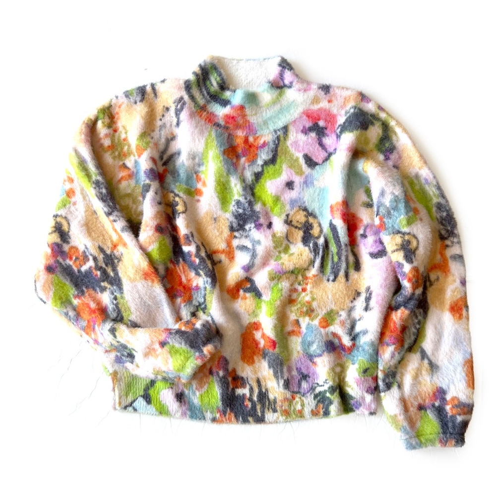 Stine Goya Goya Floral Knit Sweater, Adonis Fluffy Printed Pullover Size M